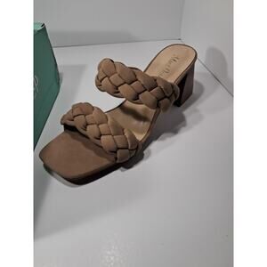 Mint Julep brown braided block heels square toe sandal size 9
